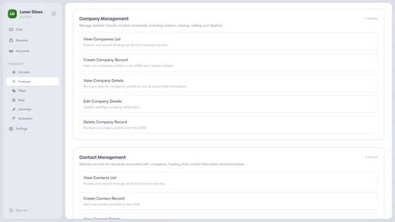 AI-discovered product features grouped by product area